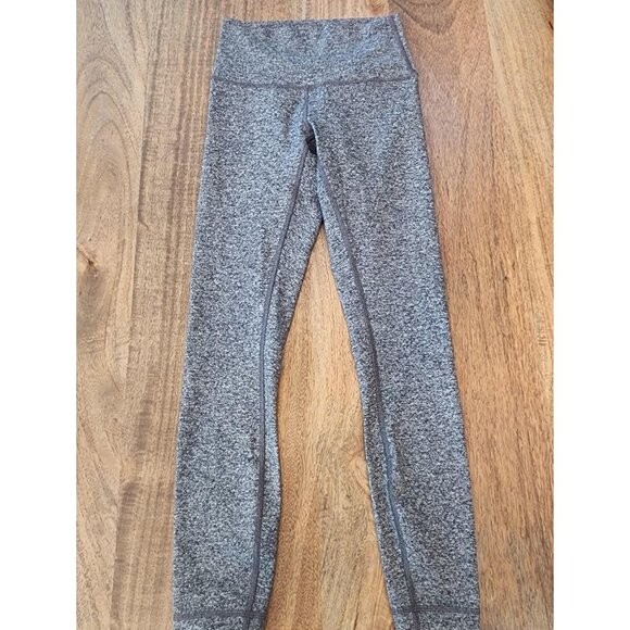 Lululemon Pants Womens 4 Heathered Wunder Under High Rise Luon Yoga Leggings - Picture 1 of 7